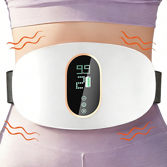 Garrl 슬림 벨트 마사지기 온열 복부 안마기 진동 허리 안마기 3단계 강도 조절 진동 온열 2 in 1 무선 충전식, 화이트