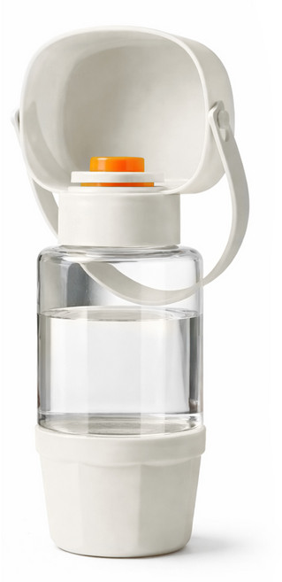 펫피코 반려동물 2 in 1 멀티 강아지 휴대용 물병, 1개, 화이트