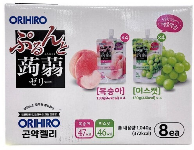 오리히로 푸룬토 곤약 젤리 스탠딩타입 복숭아, 1개, 1.04kg