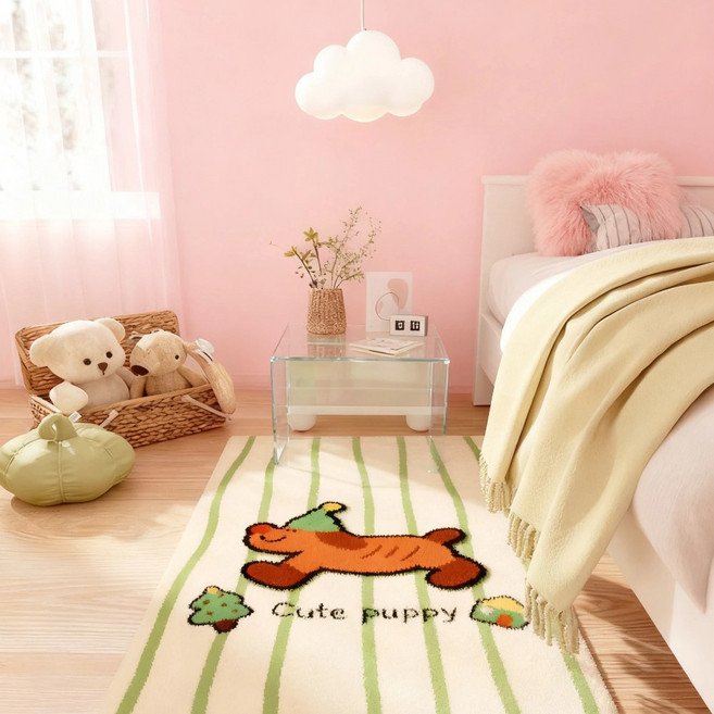 모던 인테리어 침대 옆 러그 / 키즈룸 베이비룸 카페트