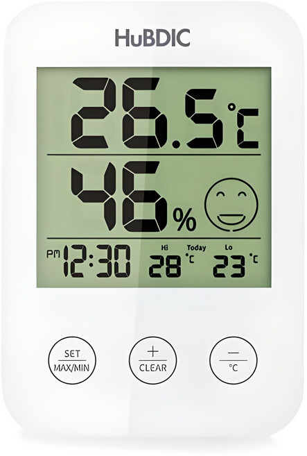 휴비딕 디지털 벽걸이 스탠드형 시계 온습도계, 1개, 화이트