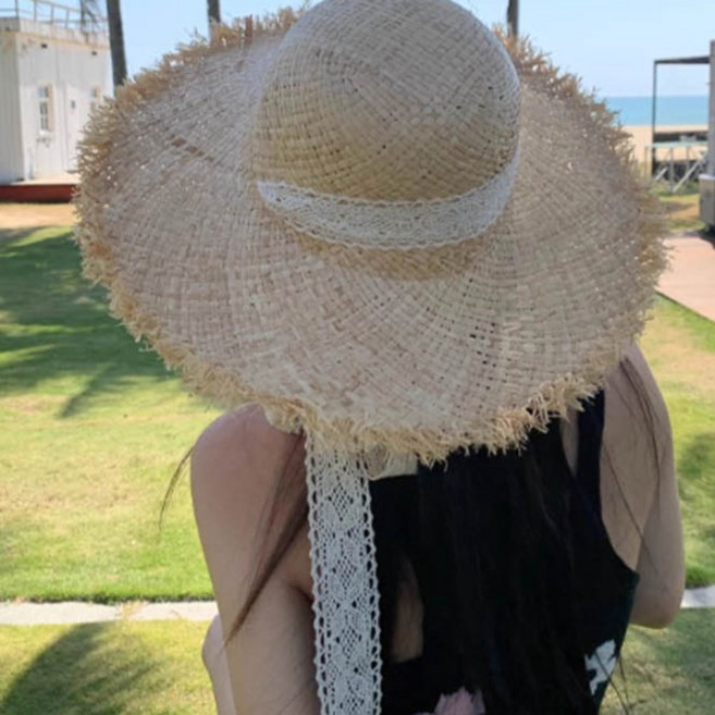 빅사이즈 사파리 밀짚 모자 시원한 휴양지룩