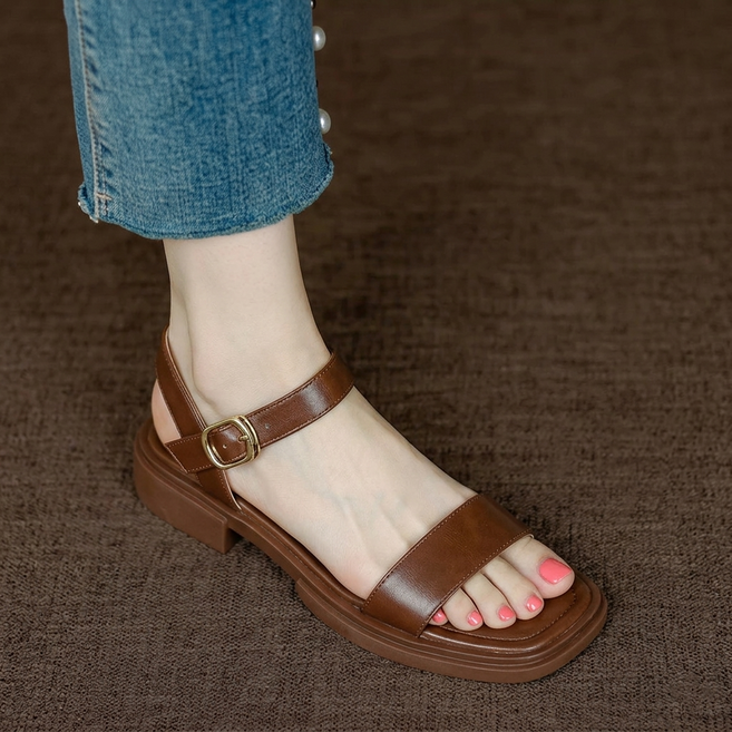 ANYOU 여성 여름 스트랩 샌들 3cm 데일리 하이힐