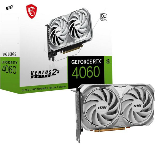 MSI GeForce RTX 4060 Ventus 2X 블랙 8G OC 게이밍 그래픽 카드 - 8GB GDDR6X PCI Express Gen 4 128비트 3X DP v 1.