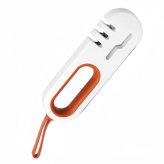 多功能家用磨刀器 廚房刀具快速研磨工具 安全防滑設計 輕鬆恢復刀刃鋒利, 白色, 1個