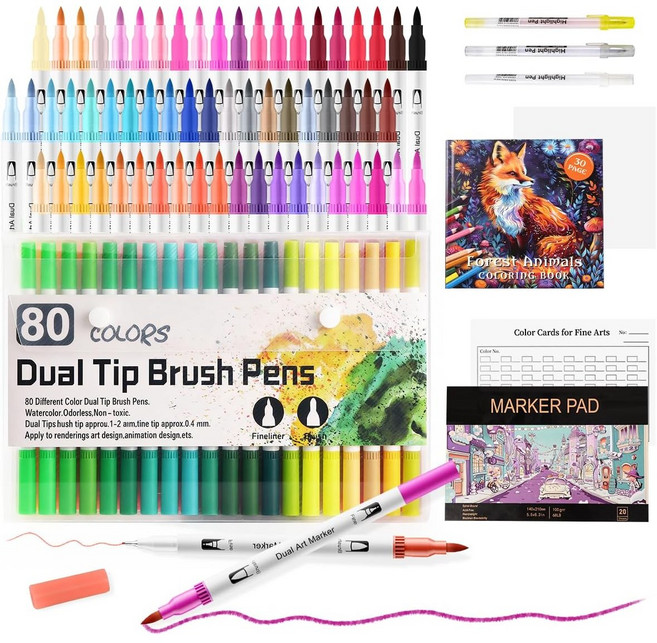 듀얼 컬러 마카펜 세트 미술생 초등학생 마카펜 +컬러링북 +스케치북, 1세트