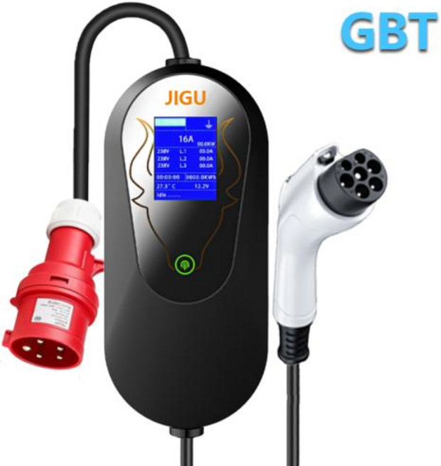 전기차 충전기 가정용 완속 충전 케이블 휴대용 EV JIGU GBT 레벨 2 380V 16A 11KW CEE 플러그 포함, 1)Without APP, GBT-20234