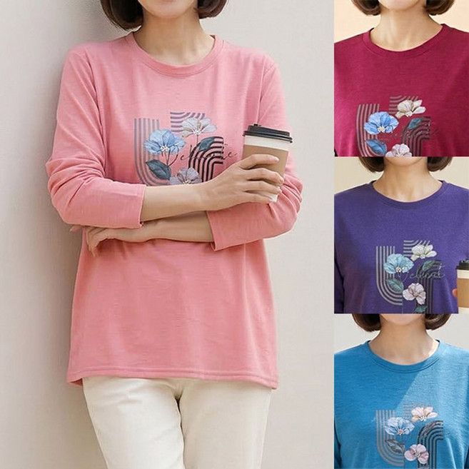 로즈맘 엄마옷 로즈맘 데몬프린팅라운드티셔츠