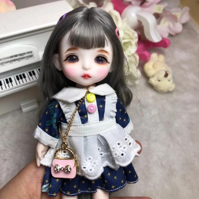 구체관절인형옷 BJD 인형 수제 메이크업 미니 볼 조인트 패션 의류 아름다운 상자 18 드레스 업 장난감 선물 17cm, [01] Doll with clothes, [08] 구체관절인형옷 doll 08, 1개