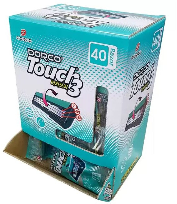 도루코 고급 3중날 삼중날 일회용 면도기 TD-901 터치3 (벌크) 100개 - 면도/세면/수염/두날/여행용/휴대용/1회용/업소용/목욕탕/사우나/모텔/호텔, 40개입, 1개