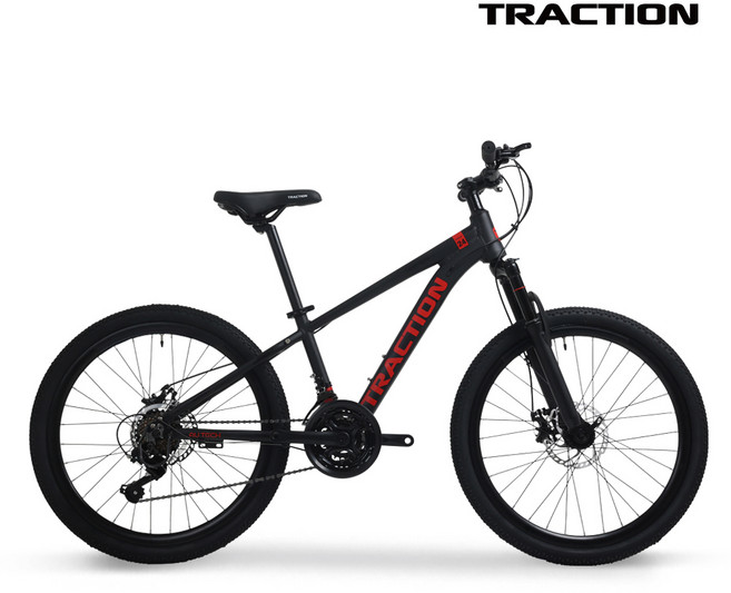 트랙션 M724 성인 중학생 출퇴근 MTB 로드 24인치 알루미늄 시마노21단 자전거, 1개, 158cm, M724 블랙/레드 {VC}