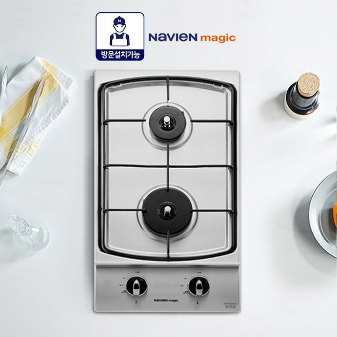 [전국설치가능] 나비엔매직 GRB1102 빌트인 2구 가스렌지 가스쿡탑 매립형 가스레인지 타공 265X485 (구GRAB221K 호환가능), 설치요청(가스연결비용현장지불), LPG, 전기코드형