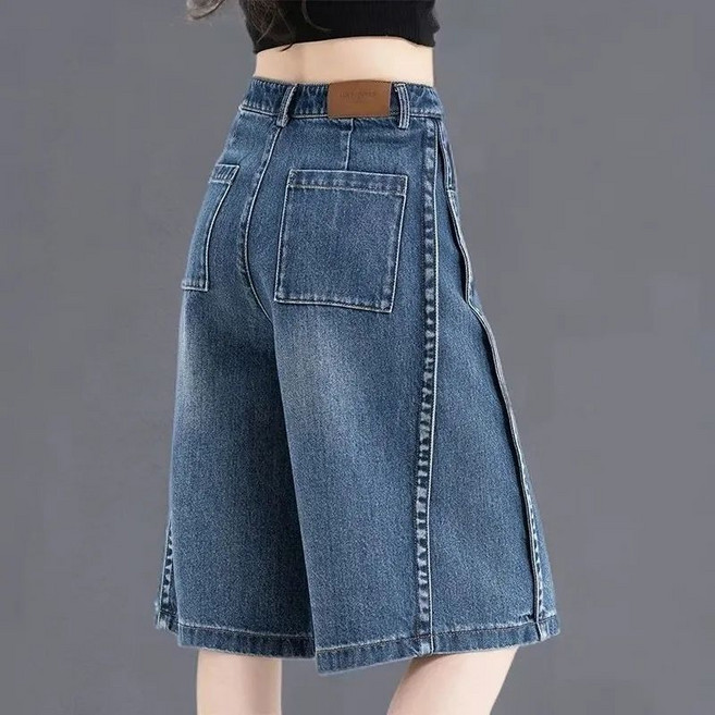 용태원 하이웨찰떡 핏 빈티지 캣워싱 청반바지 5부 7부 와이드 버뮤다