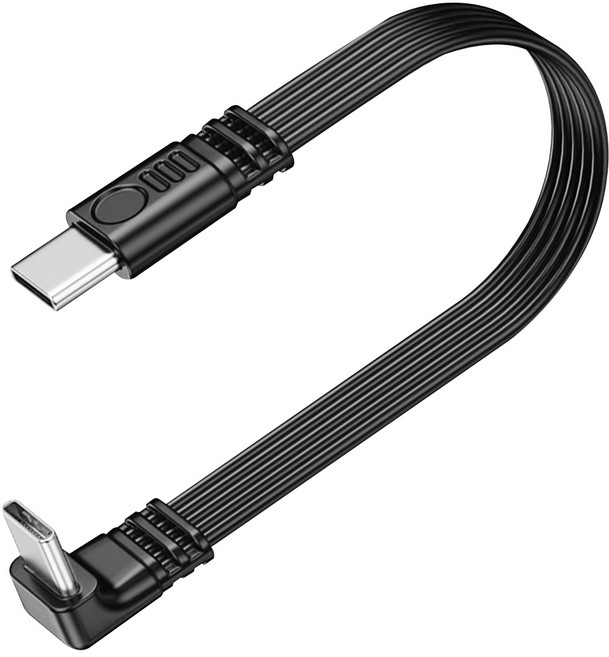 45W PD 고속충전 C타입 숏 미니 롱 직각 패치 케이블, 1개, 32cm, 블랙