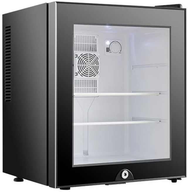 BC-40BF 三層可調節空間 快速製冷 低噪音節能, 黑色, 40L半導體玻璃門冰箱