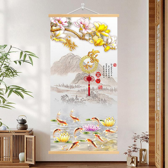 민화 병풍 초안 밑그림 동양화 한국화 도안 궁중 모란도, 원목 행잉 샤프트, 29