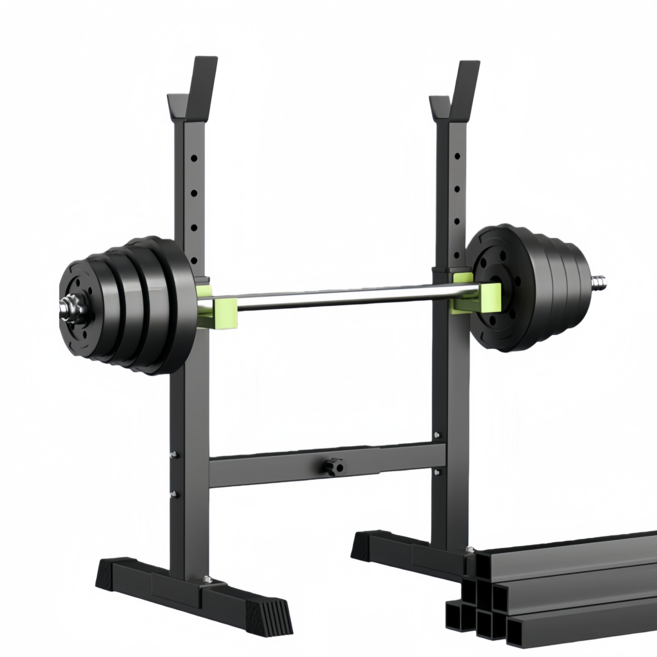 바벨 거치대 스쿼트운동기구 바벨랙 높이조절 일체형 스쿼트 랙 헬스 실내 훈련 기자재 단련해 다기능 수납, 1개