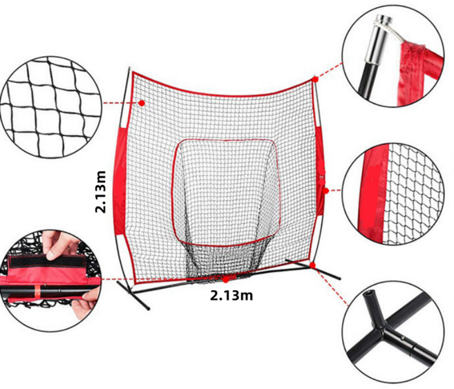 GAPINO 야구 그물망 야구 네트 야구 타격 연습망, 1개, 붉은색