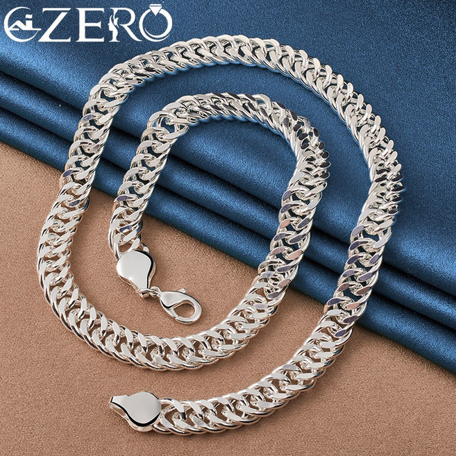 고귀한 925 925스털링실버 목걸이 패션 선물 웨딩 쥬얼리 실버 커플 남자 특별한 10MM 스털링 액세서리 우정 순은 기념 럭셔리 매력 20 여자를위한 인치 체인