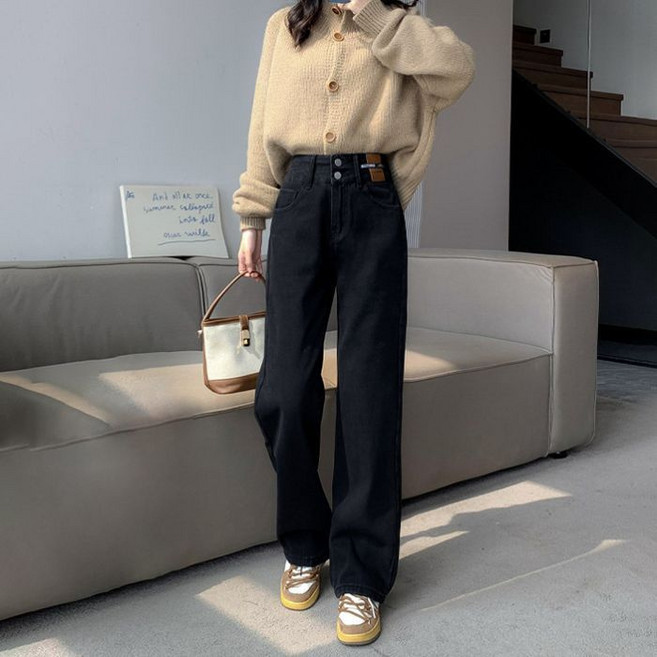 復古牛仔闊腿褲寬鬆直筒2026新款高腰包臀顯瘦小個子拖地設計長褲