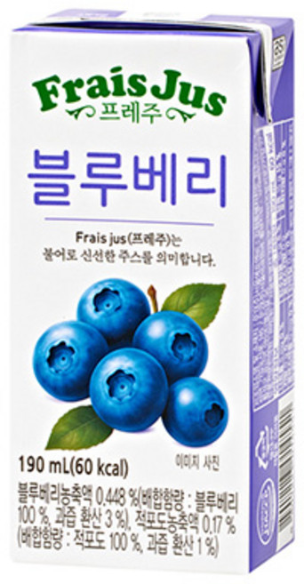 일화 프레주 팩음료 블루베리, 24개, 190ml
