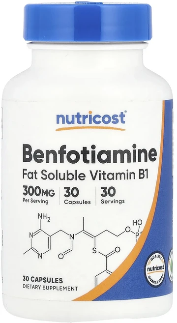 새해 첫좋은선물 Nutricost 벤포티아민 300mg 캡슐 30정 제대로 할인합니다, 1개 - 쿠팡
