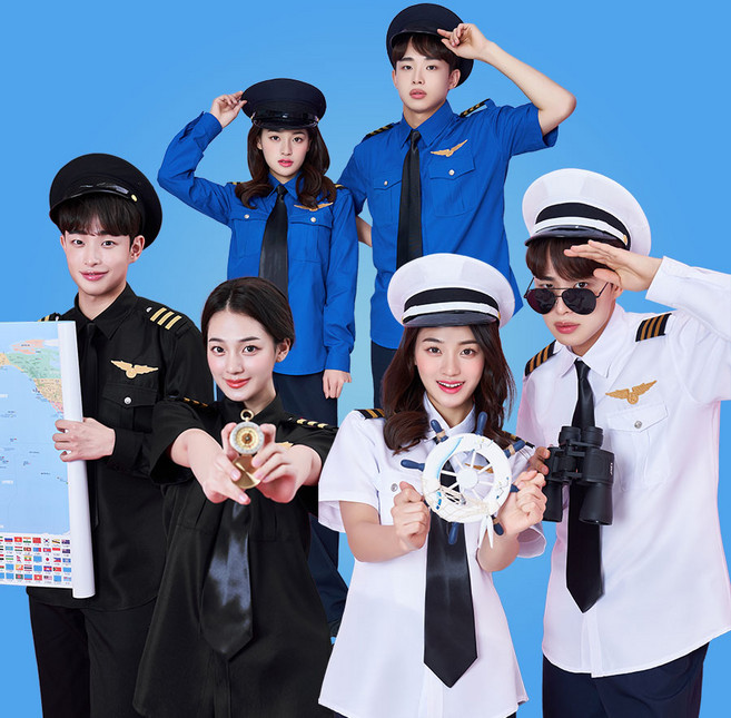 반티콜 해군사관 3컬러 남방 견장 패치 넥타이 세트 졸업사진 체육대회 제복반티 반팔/긴팔