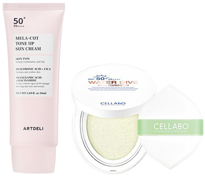 아트델리 멜라컷 톤업 선크림 50ml + 셀라보 선쿠션 시즌2 23g, 1개