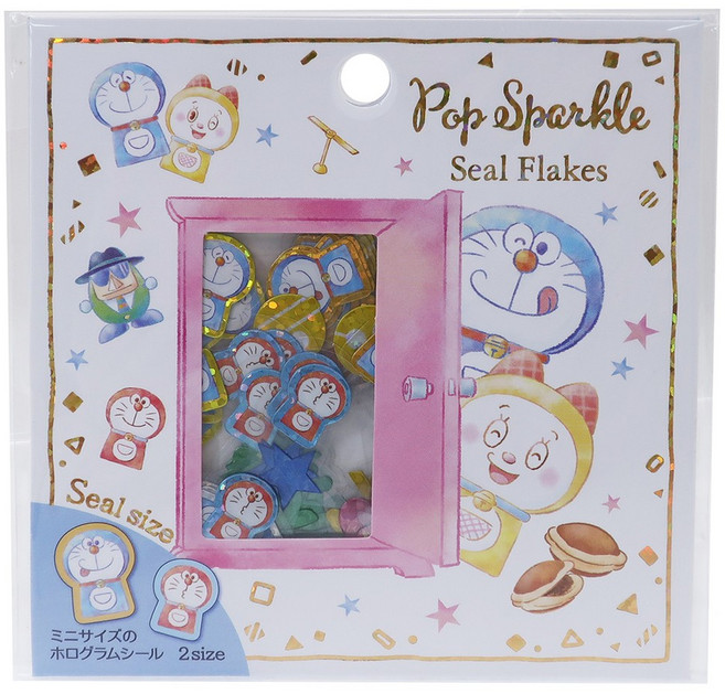 Pop Sparkle 多啦A夢 小叮噹 雷射透明PVC材質 手帳貼紙 貼紙包, 1個
