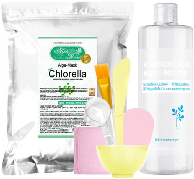 대용량 모델링팩 스타터팩 클로렐라 1kg+팩도구 6종+히알루론산 멀티 부스터 500ml, 없음, 1개, 1개입