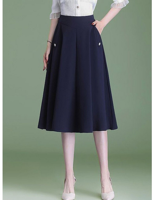 COSYEVNO 여성 스커트 여름 빅사이즈 패션 캐주얼 미디 하이웨스트 플리츠 스커트