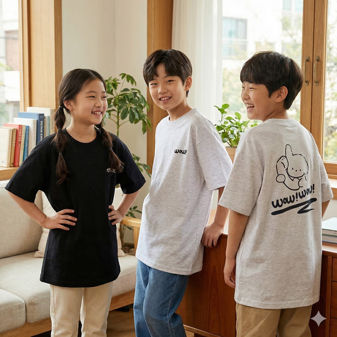 말괄량이 주니어의류 10대의류 남녀공용 반팔티 크롭티
