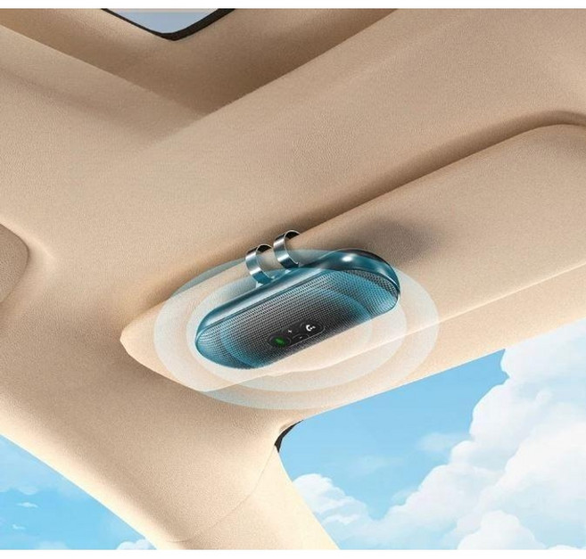 차량용 핸즈프리 블루투스5.4 6W 스피커 선바이저 부착용, 블랙