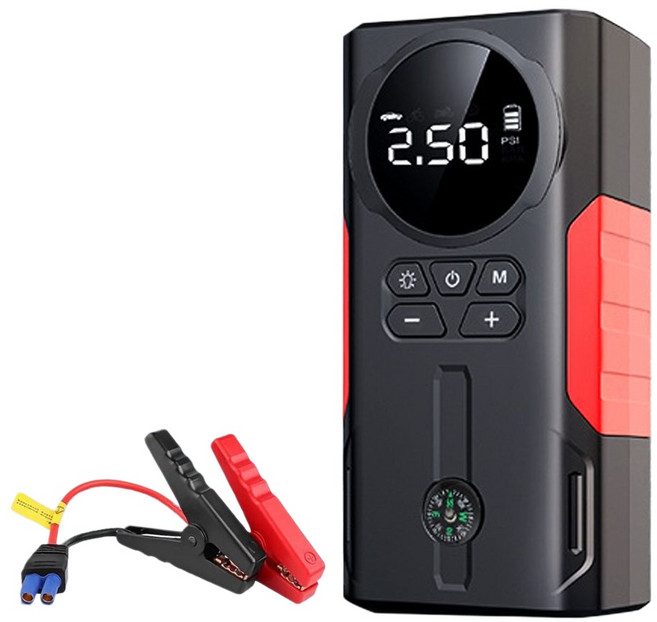 汽車打氣機 電瓶充電 一體機 39800mAh 1800A, 1個, 9cm
