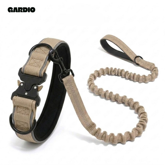 가디오 대형견 목줄 강아지 목줄 리드줄 세트, 1세트, 베이지