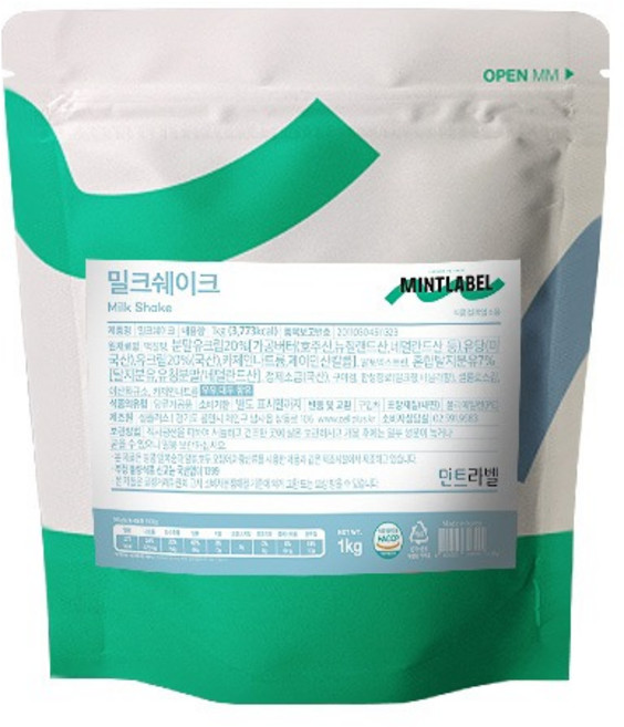 민트라벨 밀크쉐이크 파우더 1kg 2개세트, 2개, 1개입