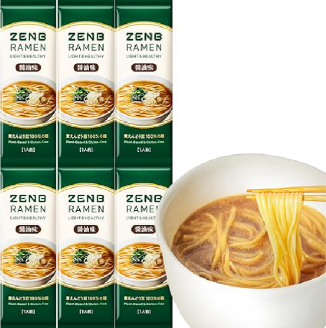 ZENB 젠부 글루텐프리 콩라면 저탄수 식이섬유 쇼유라멘 6개 세트, 113g