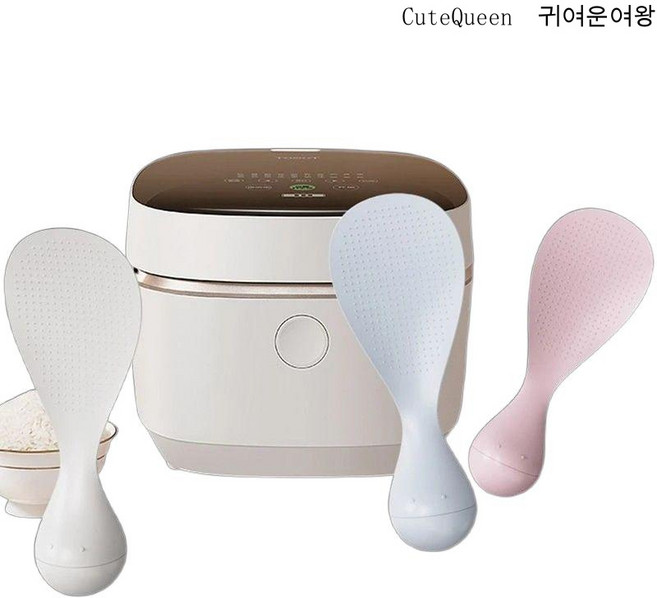 CuteQueen 귀여운여왕 오뚜기 끈적임 방지 밥주걱 수저 가정용 밥솥에 밥 담기, [블루 + 핑크 + 화이트] 3 하나, 1개