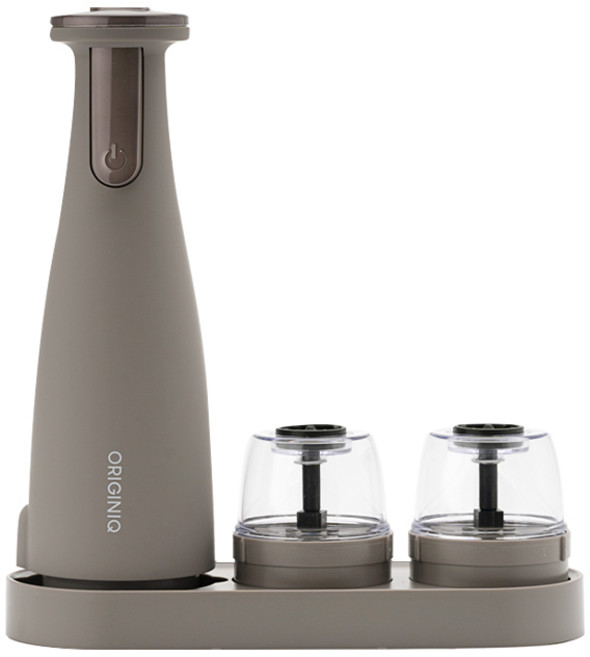 오리지니크 전동 후추 그라인더 작은입자 분쇄 + 컨테이너 3구 + 트레이 세트 316ml 크림브라운, 1세트