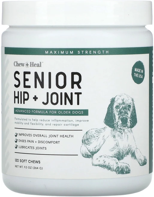 Chew + Heal 시니어 고관절 + 관절 노견을 위한 어드밴스 포뮬라 소프트츄 120개 264g(9.3oz), ChewHeal시니어고관절관절노견을위한어드밴스포뮬라소프, 1개 - 쿠팡