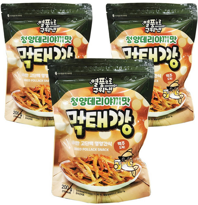 열풍으로 구워낸 청양 데리야끼 먹태깡, 3개, 200g