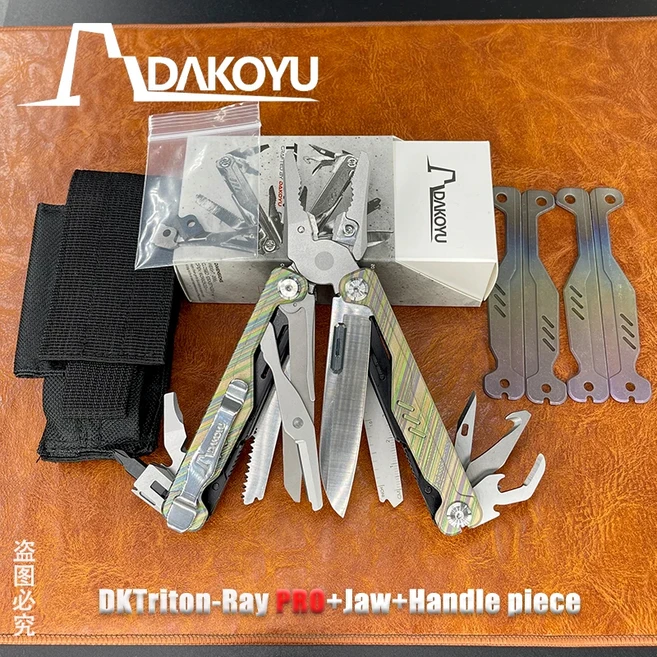 새로운 DAKOYU 티타늄 합금 핸들 고경도 EDC 다기능 접이식 펜치 조합 도구 야외 장비 휴대용, 08 RayPro Set