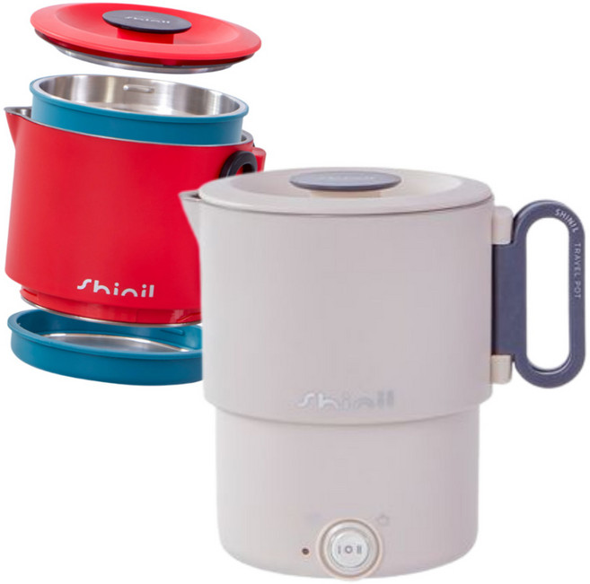 신일 접이식 폴더블 포터 110V/220V 겸용 휴대용 캠핑용 여행용 접이식 라면포트 즉석 요리 데우기, 아이보리