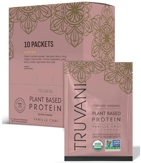 Truvani Vegan Pea Protein Powder | Vanilla Chai | 20g Organic Plant Based Protein | Single Servin, 1개 - 쿠팡