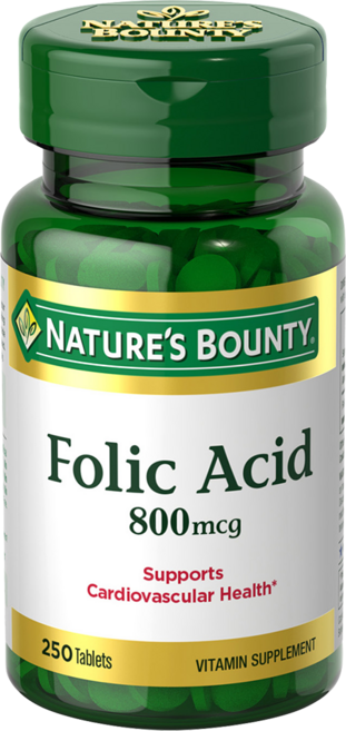 NATURE'S BOUNTY 葉酸 800mcg 錠, 1個, 250顆, 2kg
