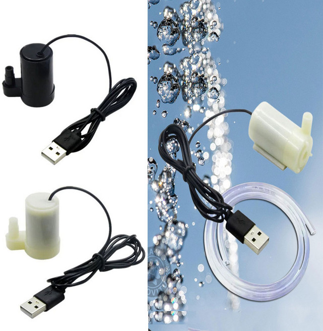 소형 분수펌프 수중 모터 양수기 (3m 호스 포함) 고양이 음수대 무소음 펌프 usb 5w, 가로블랙