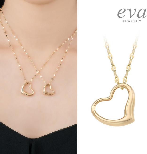 14K 오픈 하트 펜던트 금 체인 골드 여자 목걸이 선물추천