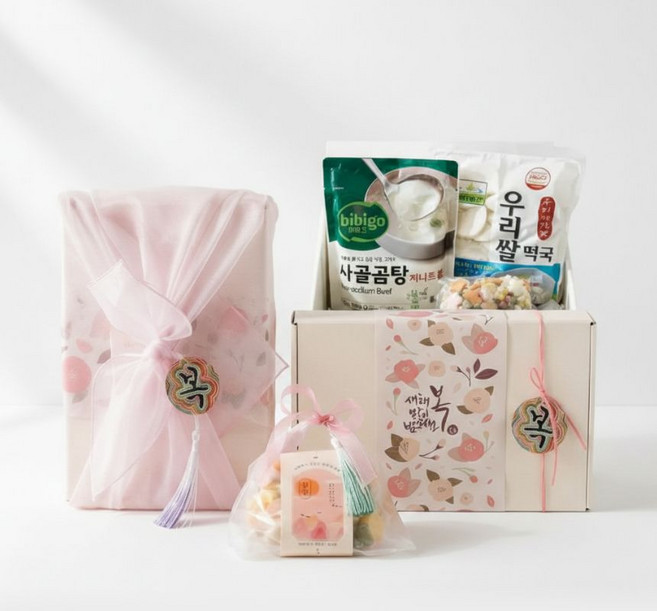 보자기 꽃떡국 세트 / 무지개 꽃 떡국 떡 선물세트, 1개, 1.3kg