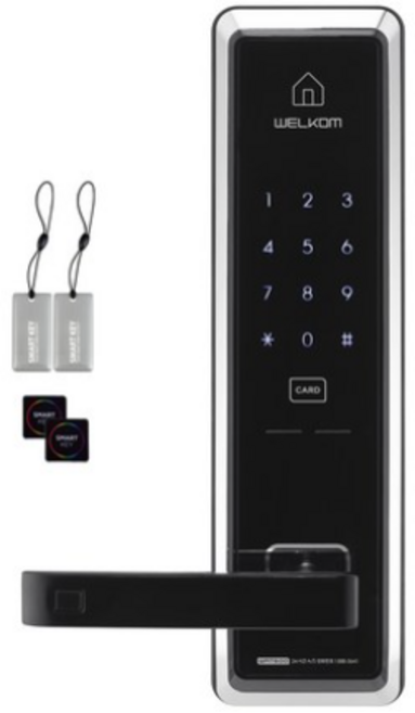 솔리티 표준 손잡이 있음 디지털 번호키 도어락 WMT600 + 카드키 2종 x 2p, 고객직접설치, (국내배송)WMT600