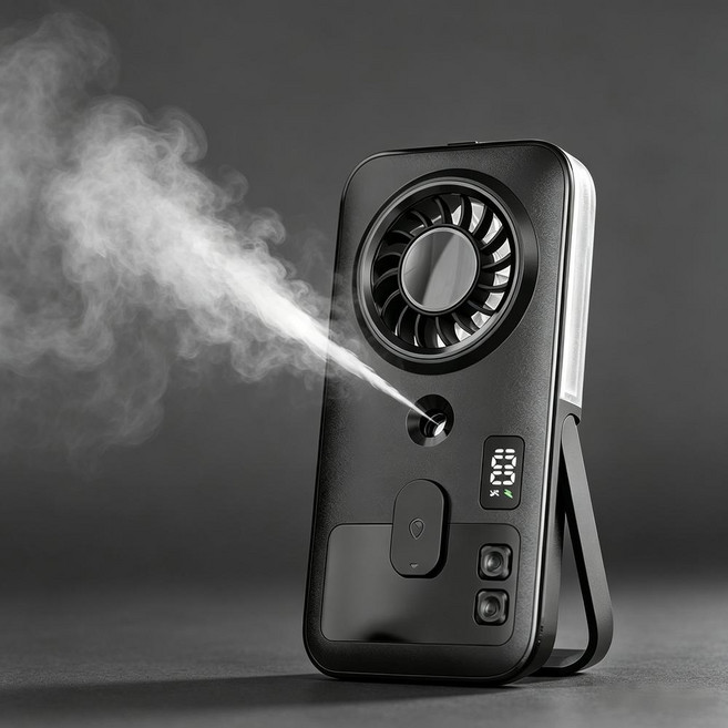 KYLO 초슬림 핸디 미스트 선풍기 숨은 스탠드형 미니 데스크 쿨링 팬, 블랙, P1